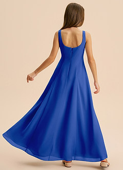 Azazie Lambie Junior Royal Blue A-Line Pleated Chiffon Dress image8