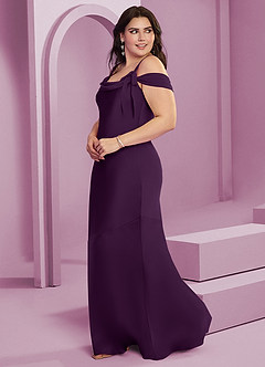 Barbie ♥ Azazie Bridesmaid Dresses Grape Sheath Pleated Stretch Satin Dress image12