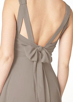 Azazie Julie Bridesmaid Dresses Taupe A-Line Sweetheart Neckline Chiffon Dress image5