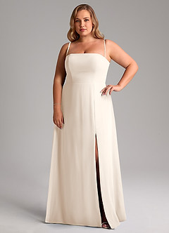 Azazie Wren Bridesmaid Dresses White Alabaster A-Line Side Slit Chiffon Convertible Dress image13