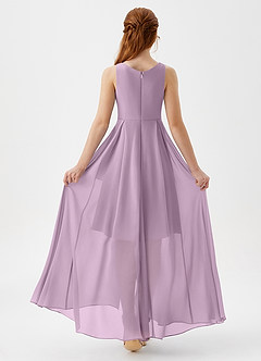 Azazie Lizette Junior Abito A-Line in Chiffon Plissettato Glicine image5