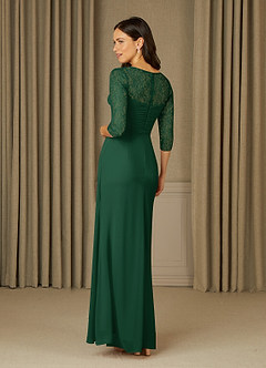 Azazie Zolla Mother of the Bride Dresses Dark Green A-Line Lace Chiffon Dress image4