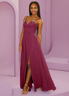 Barbie ♥ Azazie Bridesmaid Dresses Mulberry A-Line with Pockets Chiffon Dress image8