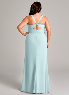 Azazie Mero Bridesmaid Dresses Mist Sheath Pleated Chiffon Dress image10