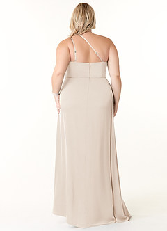 Azazie Maron Bridesmaid Dresses White Alabaster A-Line One Shoulder Stretch Satin Dress image8