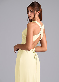 Azazie Evadne Brautjungfernkleider Etui Plissee Chiffon Kleid Zitronensorbet image7