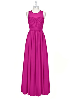 Azazie Nina Bridesmaid Dresses Fuchsia A-Line Pleated Chiffon Dress image6