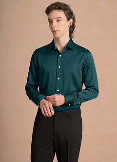 front Julian Pine Stretch Satin Dress Shirt