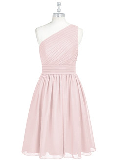 Azazie Katrina Bridesmaid Dresses Blushing Pink A-Line One Shoulder Chiffon Dress image6
