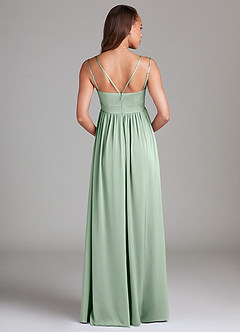 Azazie Emree Maternity Bridesmaid Dresses A-Line Stretch Satin Floor-Length Dress with Pockets image2