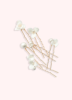 front Ceramic Flower Pearl Hairpin