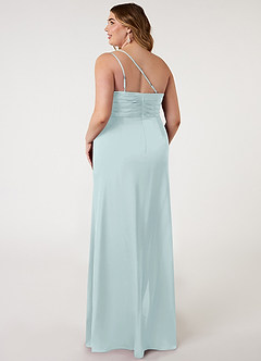 Azazie Eren Bridesmaid Dresses Mist Mermaid One Shoulder Stretch Satin Dress image7
