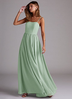 Azazie Calianna Bridesmaid Dresses Agave A-Line Off the Shoulder Chiffon Convertible Dress image3