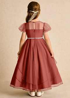 Azazie Duckie Flower Girl Dresses Terracotta Ball-Gown Pleated Tulle Dress image5