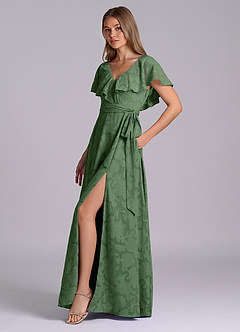 Azazie Lainey Brudtärnklänningar Klä av A-Linje i Blommig Utbrändhet med fickor Eukalyptus image6