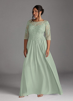Azazie Harriet Mother of the Bride Dresses Dusty Sage A-Line Scoop lace Mesh Dress image10