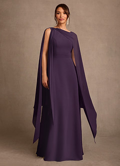 Azazie Liddie Mère de la mariée Robes Robe Trapèze en Mousseline de soie Plissé Prune image1