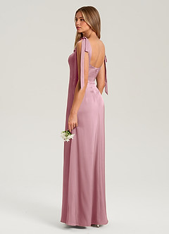 Azazie Frostine Bridesmaid Dresses Vintage Mauve A-Line Bow Stretch Satin Dress image6
