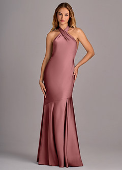 Azazie Lorena Bridesmaid Dresses Amethyst Mermaid Pleated Stretch Satin Dress image4