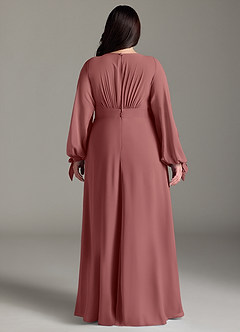 Azazie Matilda Bridesmaid Dresses Amethyst A-Line Long Sleeve Chiffon Dress image10