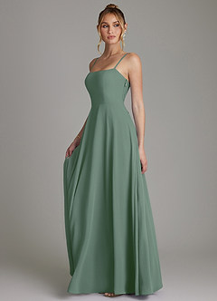 Azazie Elita Bridesmaid Dresses Eucalyptus A-Line Pleated Chiffon Dress image5