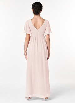 Azazie Temeka Junior A-Linie Plissee Chiffon Kleid Blassrosa image2