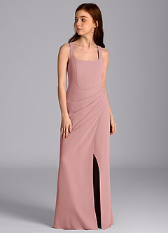 Azazie Mero Junior Dusty Rose Mermaid Pleated Chiffon Dress image5