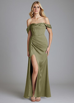 Azazie Amyra Bridesmaid Dresses Pistachio Mermaid Off the Shoulder Stretch Satin Convertible Dress image9