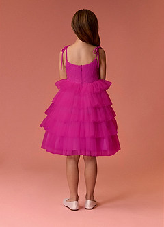 Barbie ♥ Azazie Flower Girl Dresses Fuchsia A-Line Spaghetti Strap Tulle Dress image8