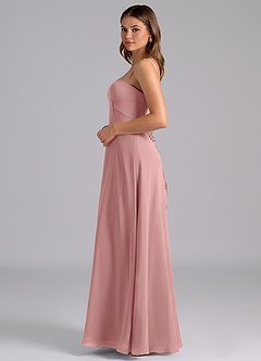 Azazie Valentine Bridesmaid Dresses Dusty Rose A-Line Corset Chiffon Dress image4