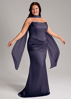 Azazie Sorrel Bridesmaid Dresses Stormy Mermaid Strapless Stretch Satin Convertible Dress image12