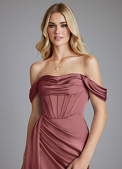 Azazie Amyra Bridesmaid Dresses Amethyst Mermaid Off the Shoulder Stretch Satin Convertible Dress image4