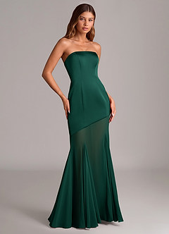 Azazie Uma Bridesmaid Dresses Emerald Mermaid Strapless Chiffon Convertible Dress image3
