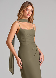 Azazie Calandra Suknie dla druhen Osłona Pofałdowany Szyfon Do ziemi Sukienka image6