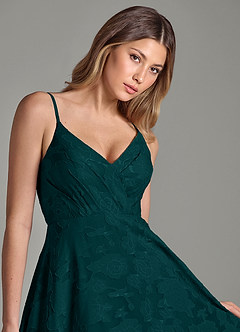 Azazie Amani Bridesmaid Dresses Pine A-Line Pleated Floral Burnout Dress image7