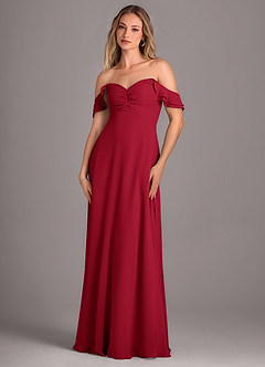 Azazie Kaylyn Robes de demoiselle d'honneur Robe Trapèze en Mousseline de soie Rayé Écarlate image6