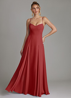 Azazie Imani Bridesmaid Dresses Rust A-Line Sweetheart Neckline Chiffon Dress image1