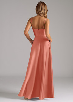 Azazie Elle Brautjungfernkleider A-Linie Plissee Stretch-Satin Kleid Lachsrosa image7