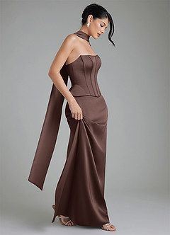 Azazie River Bridesmaid Dresses Ganache Sheath Corset Stretch Satin Convertible Dress image13