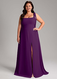 Azazie Debra Bridesmaid Dresses Grape A-Line with Pockets Chiffon Convertible Dress image11