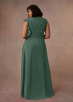 Azazie Narine Mère de la mariée Robes Robe Trapèze en Mousseline de soie Encolure haute plissée Mousse De Mer image8