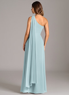 Azazie Tella Bridesmaid Dresses Mist A-Line One Shoulder Chiffon Dress image6