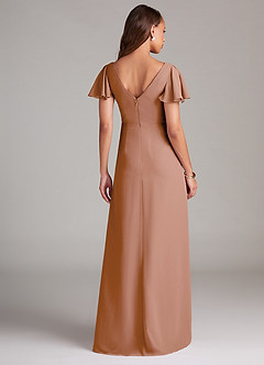 Azazie Soren Bridesmaid Dresses Champagne Rose A-Line Ruched Chiffon Dress image2