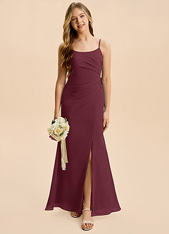 Azazie Amelia Junior Cabernet Mermaid Pleated Chiffon Dress image3