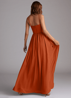 Azazie Calianna Vestidos de damas de honor Vestido de Naranja Quemada de Gasa de Corte en A Convertible con Vestidos sin tirantes image6
