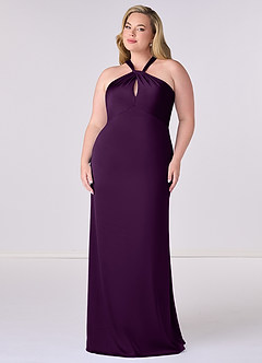 Barbie ♥ Azazie Bridesmaid Dresses Grape Sheath Stretch Satin Dress image7