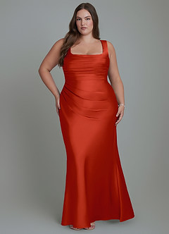Azazie Agustina Brautjungfernkleider Meerjungfrau-Linie Korsett Stretch-Satin Kleid Rost image7