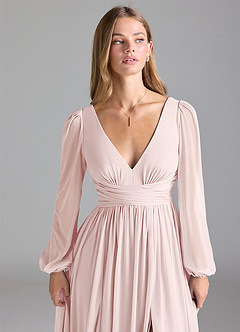 Azazie Norah Brautjungfernkleider A-Linie Gittergewebe Kleid Zartrosa image7