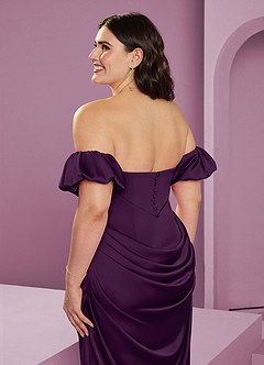 Barbie ♥ Azazie Robes de demoiselle d'honneur Robe Fourreau Convertible en Satin extensible Épaule décolletée Grain De Raisin image17