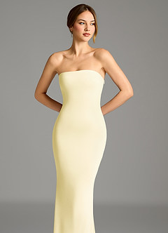 Azazie Shaniya Bridesmaid Dresses Lemon Sorbet Mermaid Strapless Premium Stretch Jersey Dress image4